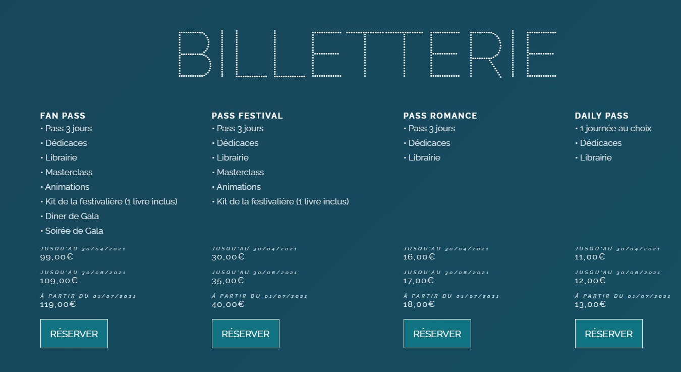 billetterie festival new romance 2021